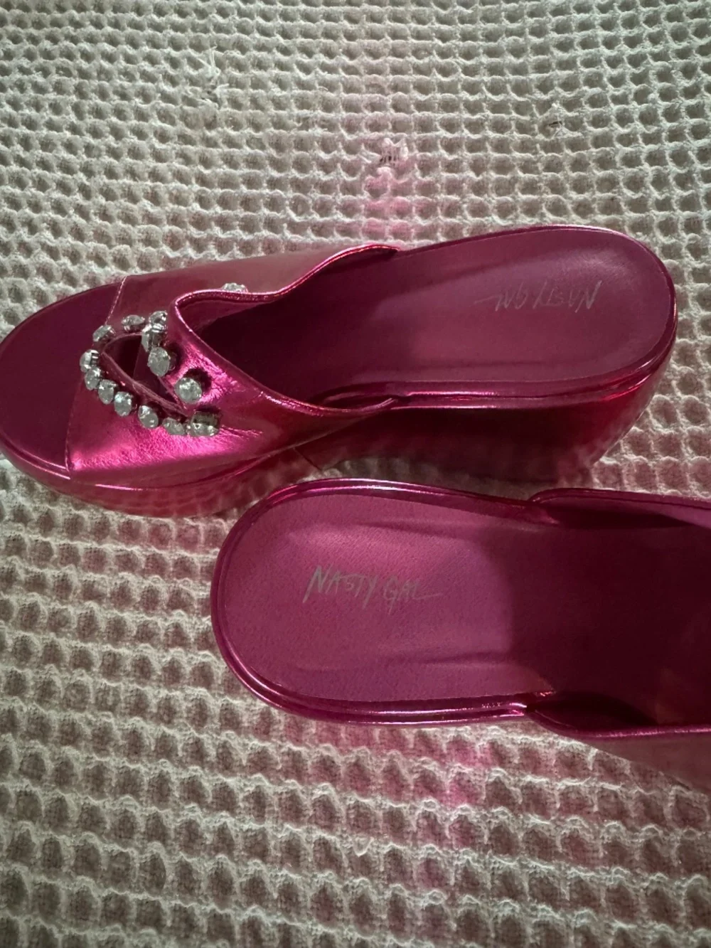 Nasty Gal Pink Heart Platforms